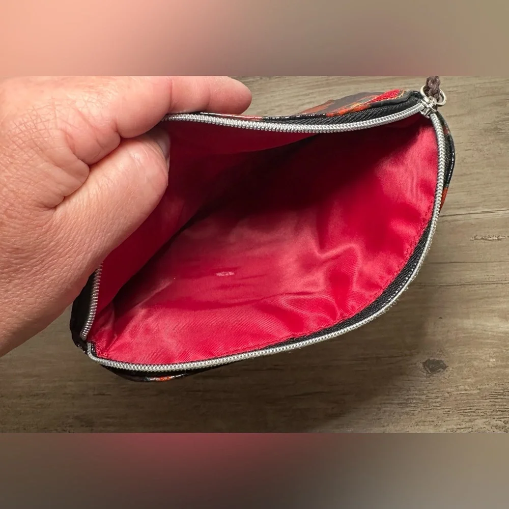Sakroots Floral Cosmetic Makeup Bag Red &‎ Navy.
